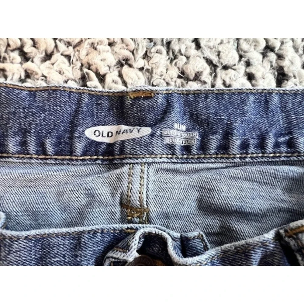 Old Navy Skinny Built‎ In Flex Distressed Patch Medium Denim Jeans Men's 38X32